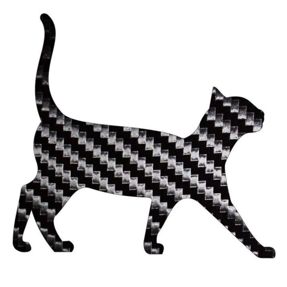 4 Pack Cat Love Sticker Black Carbon Fiber Vinyl Decal Logo Laptop Window